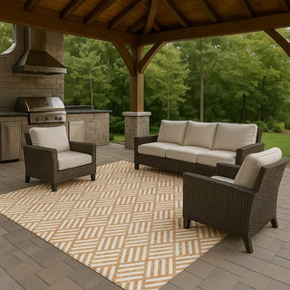 Dalyn The Reserve TR3 Copper Machine Washable Area Rug Outdoor Lifestyle Image Feature