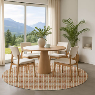 Dalyn The Reserve TR4 Copper Machine Washable Area Rug Round Lifestyle Image Feature