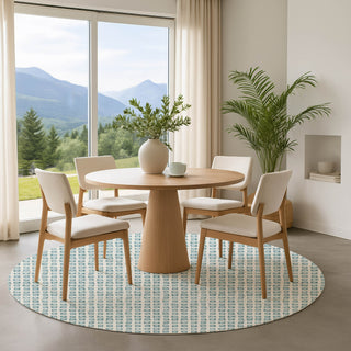 Dalyn The Reserve TR4 Teal Machine Washable Area Rug Round Lifestyle Image Feature