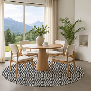 Dalyn The Reserve TR5 Black Machine Washable Area Rug Round Lifestyle Image Feature