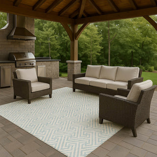 Dalyn The Reserve TR5 Sky Machine Washable Area Rug Outdoor Lifestyle Image Feature