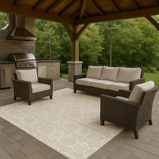 Dalyn The Reserve TR6 Beige Machine Washable Area Rug Outdoor Lifestyle Image Feature