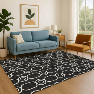Dalyn The Reserve TR6 Black Machine Washable Area Rug Lifestyle Image Feature