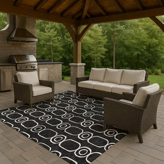 Dalyn The Reserve TR6 Black Machine Washable Area Rug Outdoor Lifestyle Image Feature