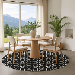 Dalyn The Reserve TR6 Black Machine Washable Area Rug Round Lifestyle Image Feature
