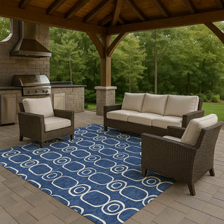 Dalyn The Reserve TR6 Navy Machine Washable Area Rug Outdoor Lifestyle Image Feature