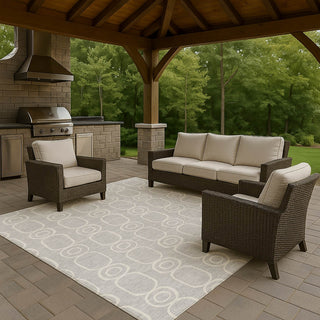 Dalyn The Reserve TR6 Silver Machine Washable Area Rug Outdoor Lifestyle Image Feature