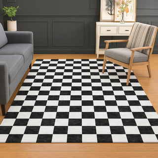 Dalyn The Reserve TR7 Black Machine Washable Area Rug Lifestyle Image Feature