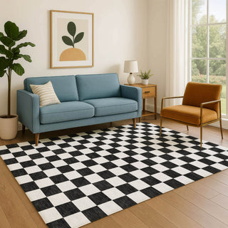 Dalyn The Reserve TR7 Black Machine Washable Area Rug Lifestyle Image Feature