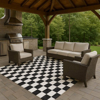 Dalyn The Reserve TR7 Black Machine Washable Area Rug Outdoor Lifestyle Image Feature