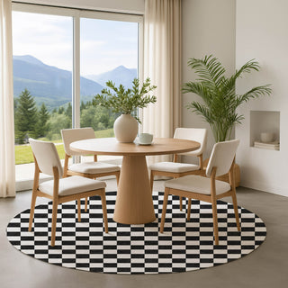 Dalyn The Reserve TR7 Black Machine Washable Area Rug Round Lifestyle Image Feature