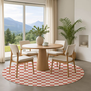 Dalyn The Reserve TR7 Coral Machine Washable Area Rug Round Lifestyle Image Feature