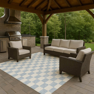 Dalyn The Reserve TR7 Sky Machine Washable Area Rug Outdoor Lifestyle Image Feature