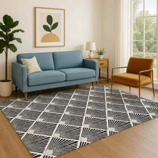 Dalyn The Reserve TR9 Black Machine Washable Area Rug Lifestyle Image Feature