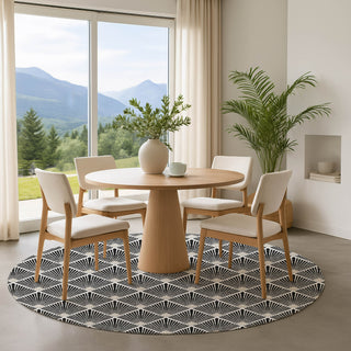 Dalyn The Reserve TR9 Black Machine Washable Area Rug Round Lifestyle Image Feature