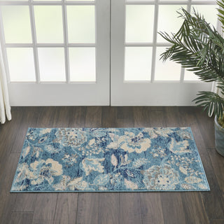 Tranquil TRA02 Turquoise Area Rug by Nourison Corner Image