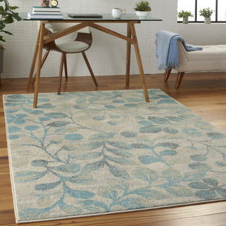 Tranquil TRA03 Ivory/Turquoise Area Rug by Nourison Room Image Feature