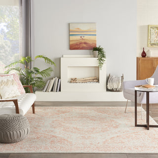 Nourison Tranquil TRA05 Ivory/Pink Area Rug Room Image Feature