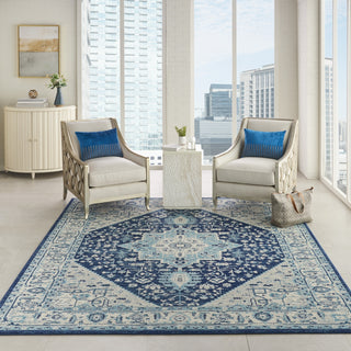 Tranquil TRA06 Ivory/Navy Area Rug by Nourison Corner Image