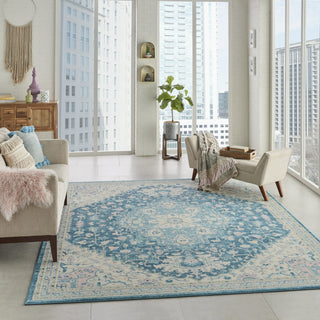 Tranquil TRA07 Ivory/Turquoise Area Rug by Nourison Room Image Feature