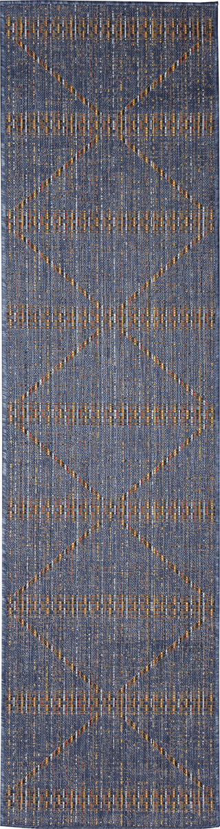 Trans Ocean Avena 7458/33 Diamond Stripe Denim Area Rug Runner Image