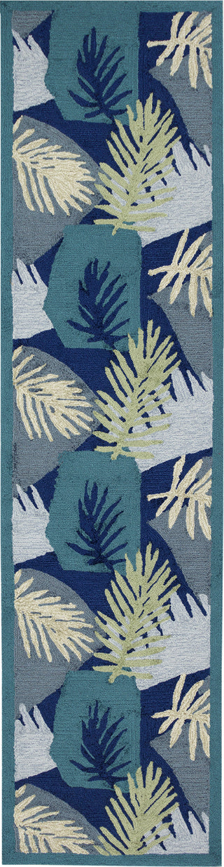 Trans Ocean Capri 1733/33 Patchwork Palms Navy Area Rug Runner Image