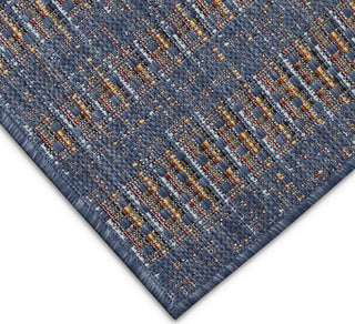 Trans Ocean Avena 7459/33 Mosaic Stripe Denim Area Rug Corner Image