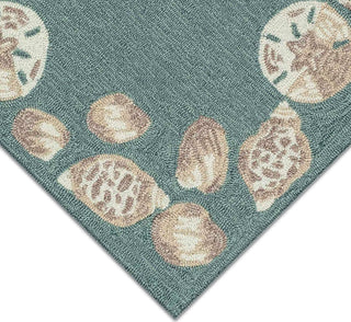 Trans Ocean Capri 1723/04 Seashell Border Blue Area Rug by Liora Manne 