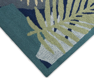 Trans Ocean Capri 1733/33 Patchwork Palms Navy Area Rug Corner Image