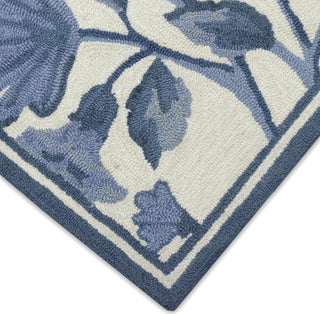 Trans Ocean Capri 1734/03 Floral Vine Blue Area Rug Corner Image