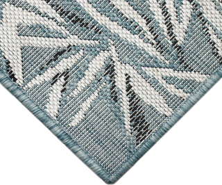 Trans Ocean Carmel 8488/04 Bamboo Border Aqua Area Rug Corner Image