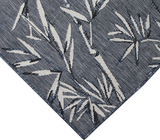 Trans Ocean Carmel 8488/33 Bamboo Border Navy Area Rug Corner Image