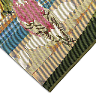 Trans Ocean Esencia 9588/06 Bathing Birdies Green Area Rug Corner Image