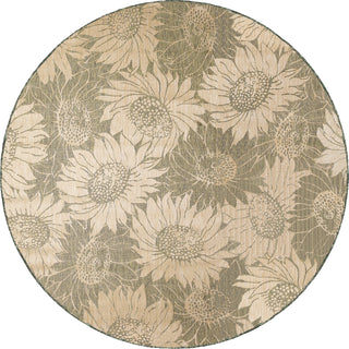 Trans Ocean Carmel 8483/06 Sunflower Field Green Area Rug Round Image