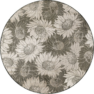 Trans Ocean Carmel 8483/48 Sunflower Field Black Area Rug Round Image