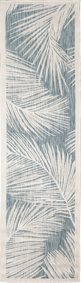 Trans Ocean Carmel 8474/04 Fronds Aqua Area Rug Runner Image