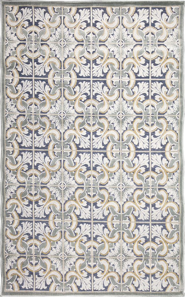 Trans Ocean Canyon 9375/33 Floral Tile Navy Area Rug main image