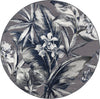 Trans Ocean Canyon 9379/47 Tropical Leaf Charcoal Area Rug Round Image