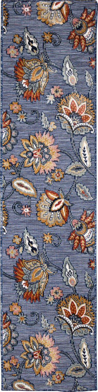 Trans Ocean Canyon 9370/33 Ornamental Flower Navy Area Rug Runner Image