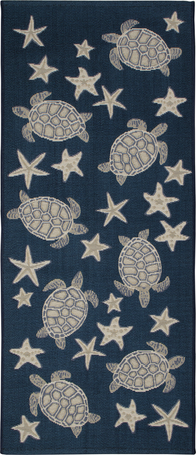 Trans Ocean Esencia 9576/33 Turtle And Stars Navy Area Rug main image
