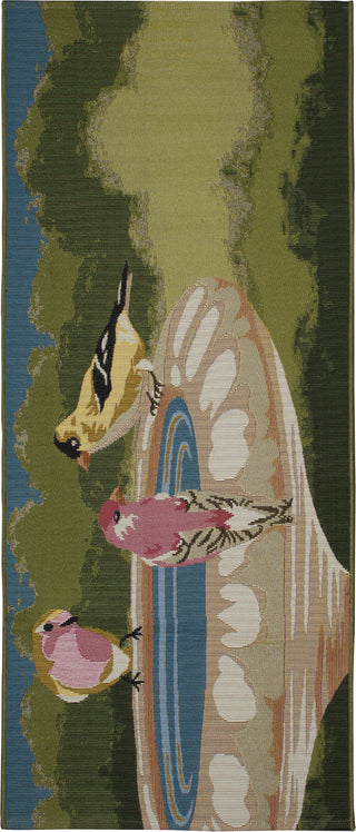 Trans Ocean Esencia 9588/06 Bathing Birdies Green Area Rug main image