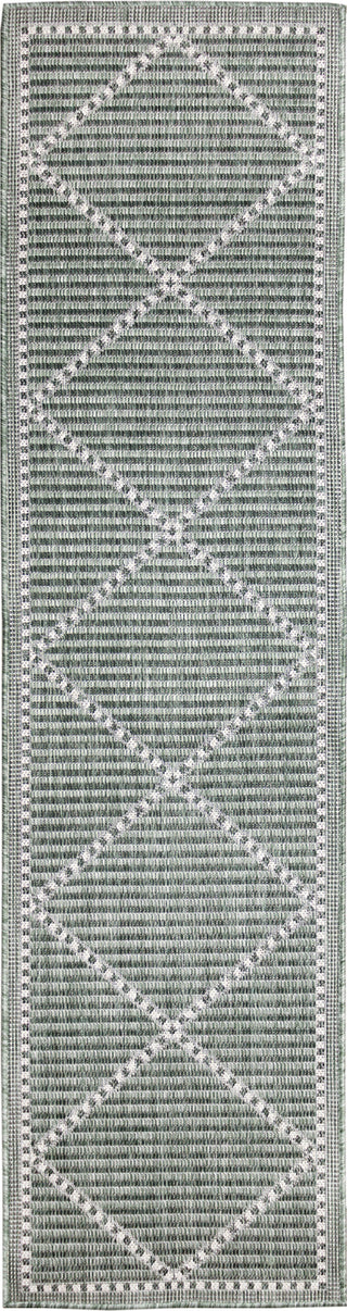 Trans Ocean Malibu 8225/06 Checker Diamond Green Area Rug Runner Image