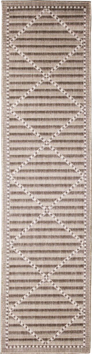 Trans Ocean Malibu 8225/12 Checker Diamond Neutral Area Rug Runner Image