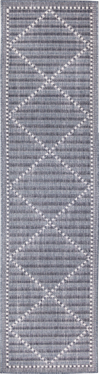 Trans Ocean Malibu 8225/33 Checker Diamond Navy Area Rug Runner Image