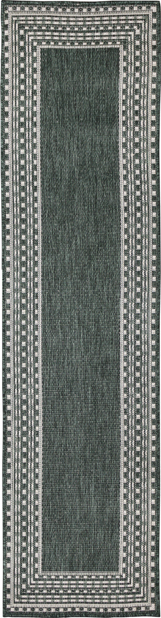 Trans Ocean Malibu 8228/06 Etched Border Green Area Rug Runner Image