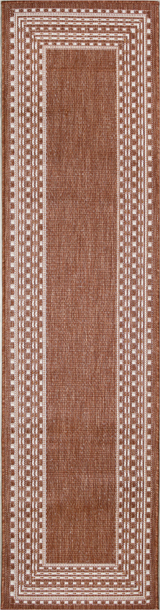 Trans Ocean Malibu 8228/17 Etched Border Clay Area Rug Runner Image