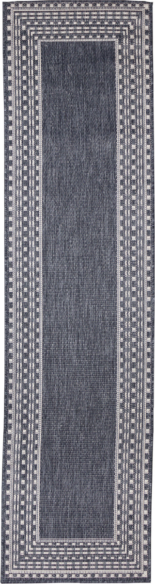 Trans Ocean Malibu 8228/33 Etched Border Navy Area Rug Runner Image