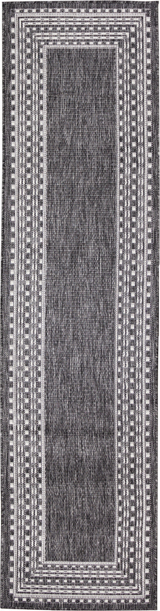 Trans Ocean Malibu 8228/47 Etched Border Charcoal Area Rug Runner Image