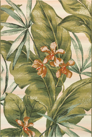 Trans Ocean Marina 8064/12 Tropical Leaf Ivory Area Rug by Liora Manne