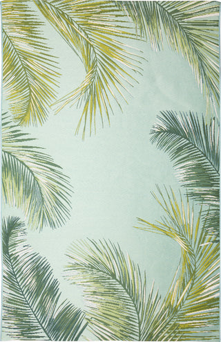 Trans Ocean Marina 8151/04 Palm Border Aqua Area Rug Main Image